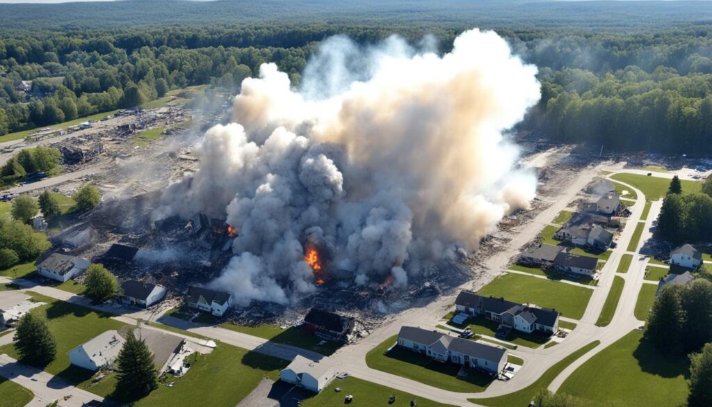 Explosion site in Lincoln New York