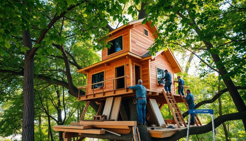 Tree house construction weatherproofing