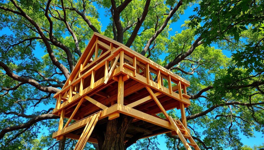 Tree house platform construction