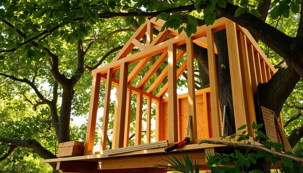 Tree house wall framing