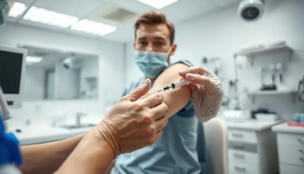 Measles vaccine administration