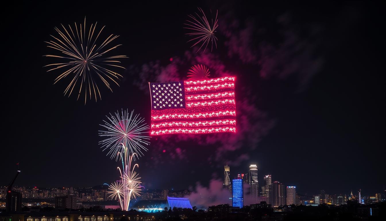 Eco-friendly fireworks display with drone light show 4th of July